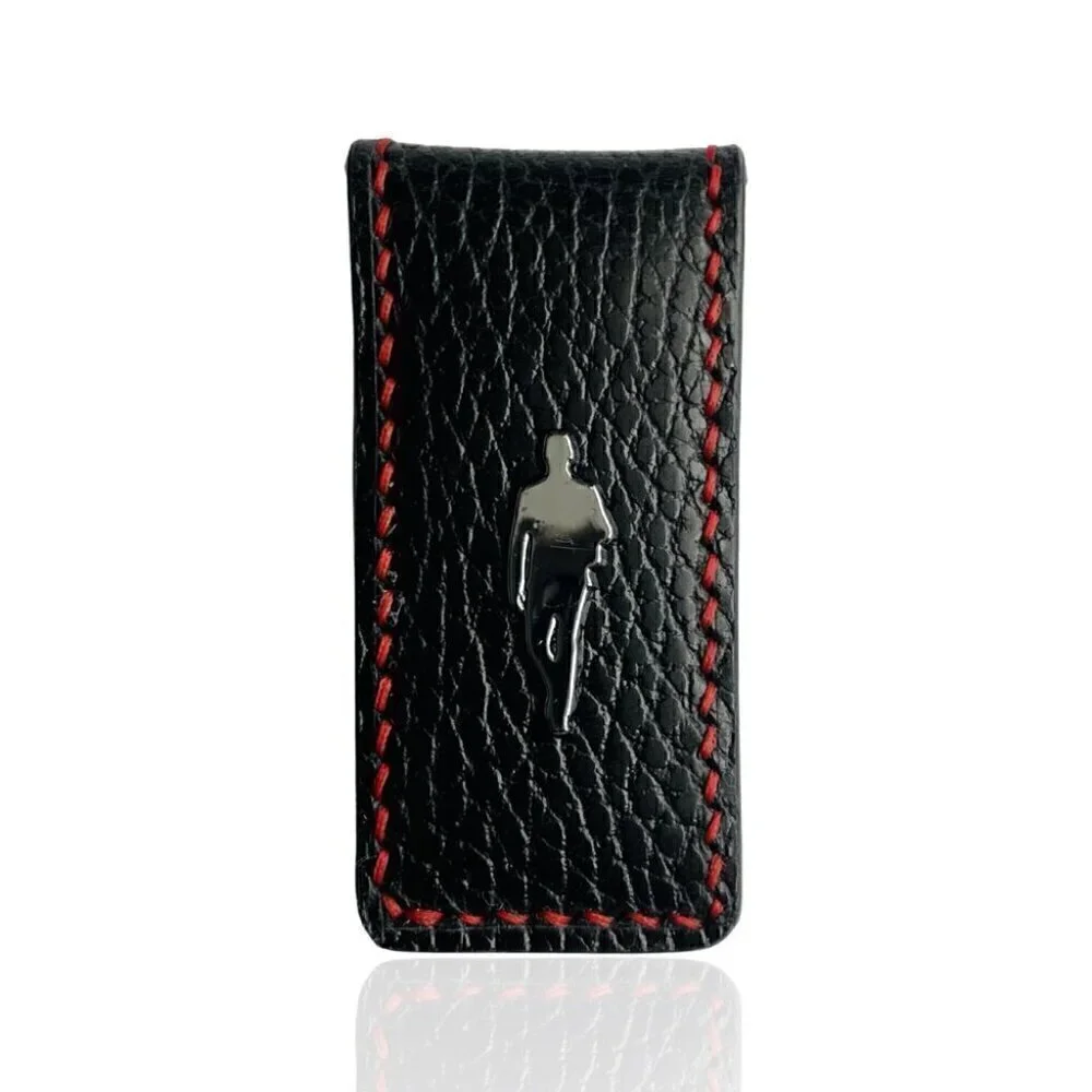 Hand Crafted Leather Money Clip, Strong Magnet, Accessory for Men (Black)